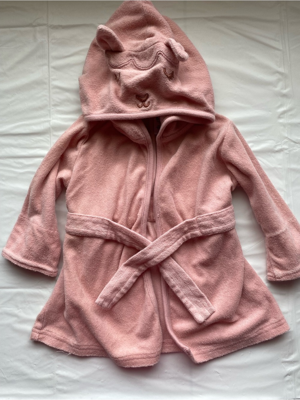 Carter's Baby Girl Hooded Terry Cloth Bathrobe Pink Bear Animal Ears 0-9M